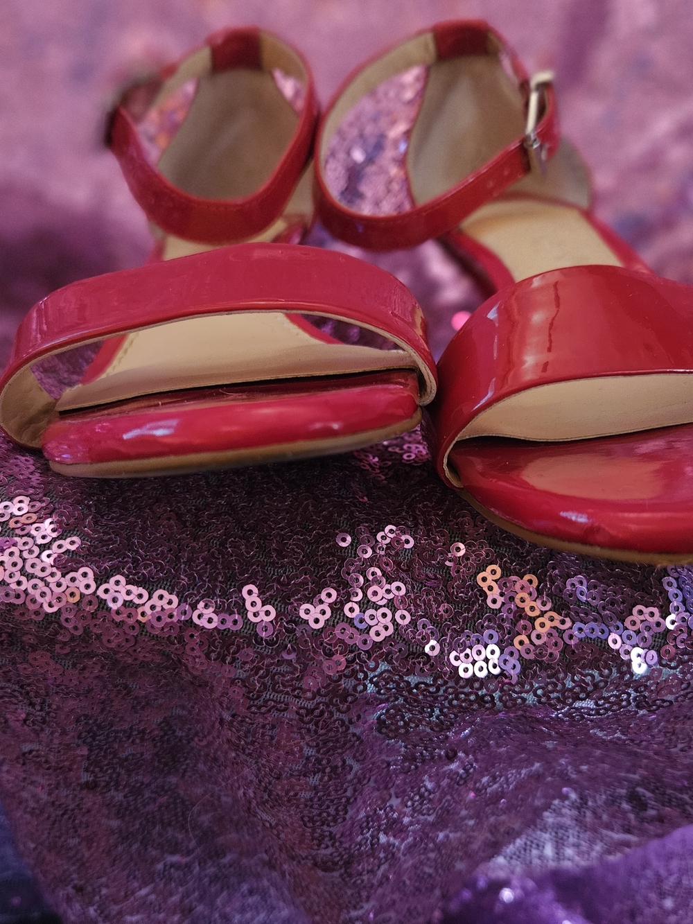 Gianni Bini Red Patent Ankle-Strap Heels - Picture 9 of 9